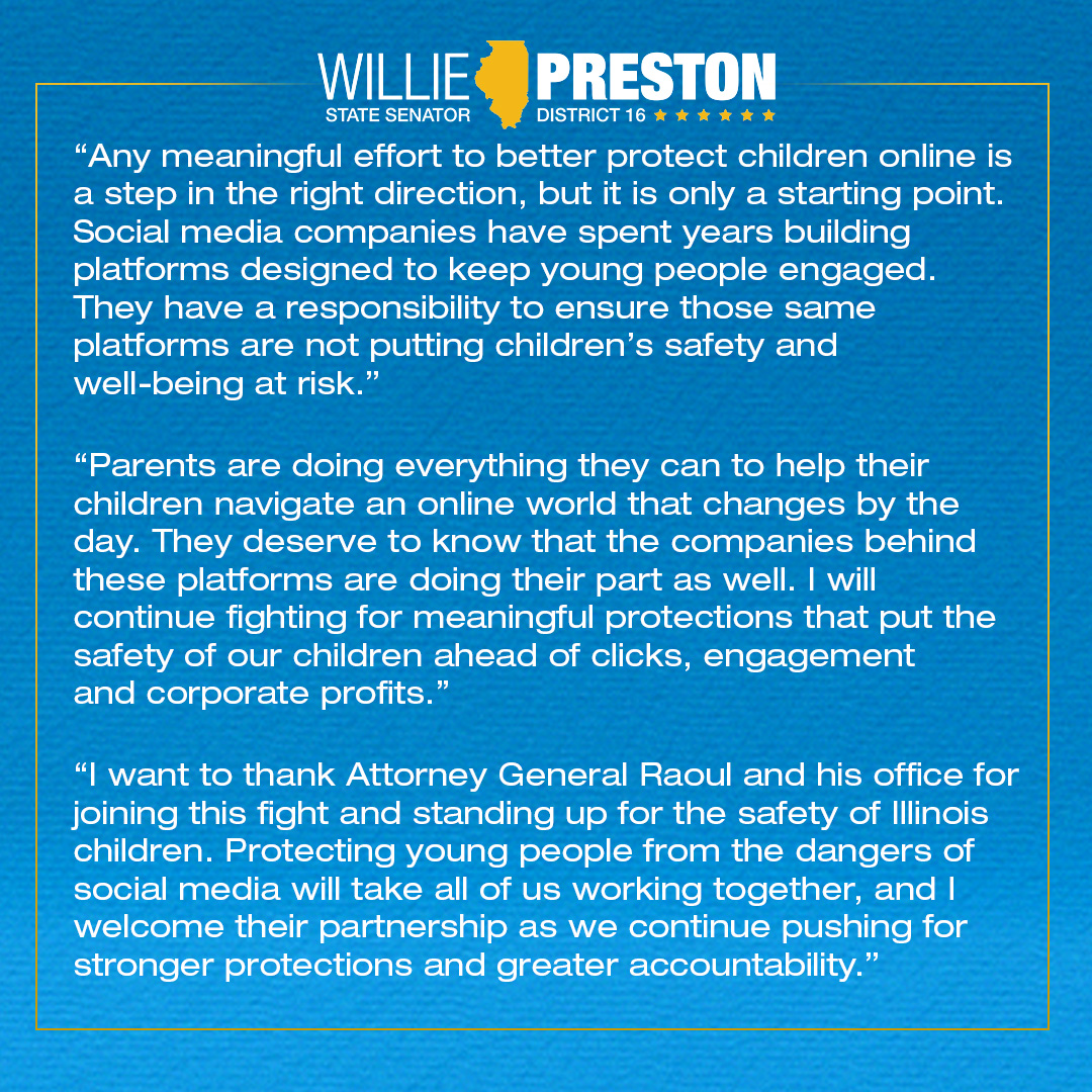 State Senator Willie Preston's statement on social media safeguards